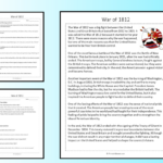 War Of 1812 Reading Comprehension Passage Printable Worksheet With War Of 1812 Reading Comprehension Worksheet Answer Key