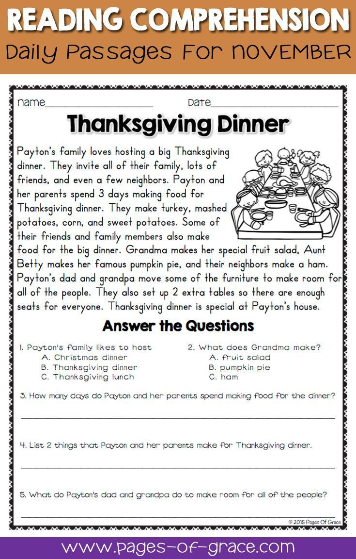 Wh Question Worksheets 6Cc for Free Printable Thanksgiving Reading Comprehension Worksheets