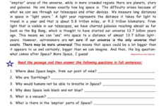 What Is Space? Reading For Detail (D…: English Esl Worksheets Pdf throughout Space Reading Comprehension Worksheets