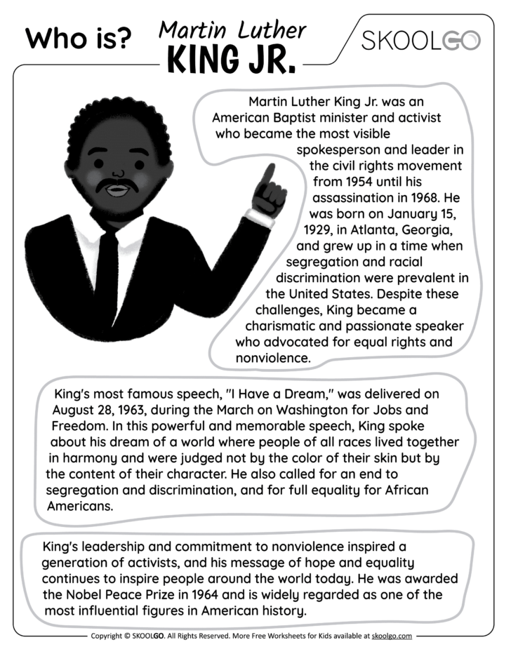 Free Martin Luther King Jr Reading Comprehension Worksheets