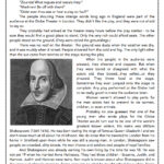 William Shakespeare  Reading Comprehension Passage And Assessment Intended For William Shakespeare Reading Comprehension Worksheet