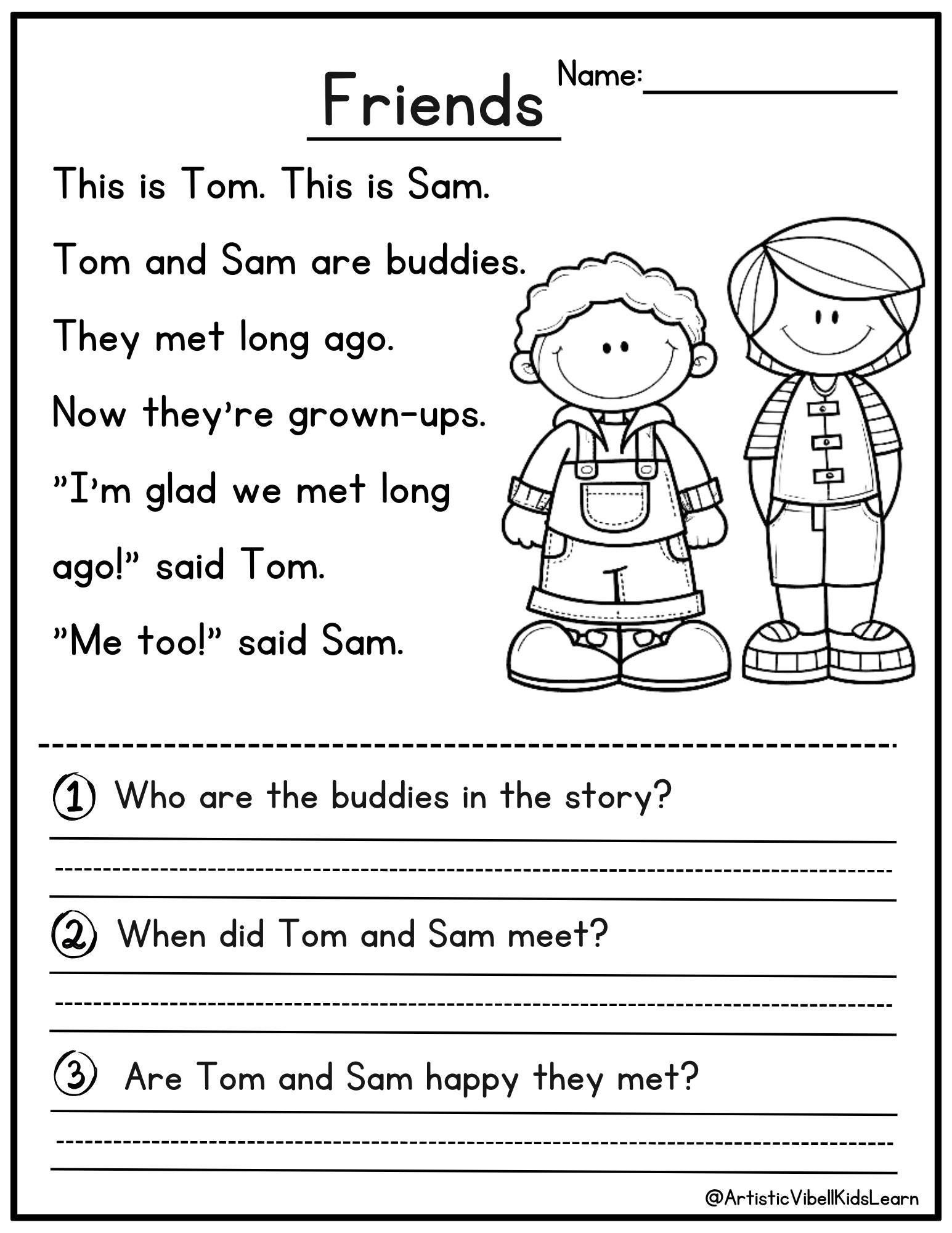 100 First Grade Reading Comprehension Passages Worksheets with regard to Large Print Reading Comprehension Passages Worksheets