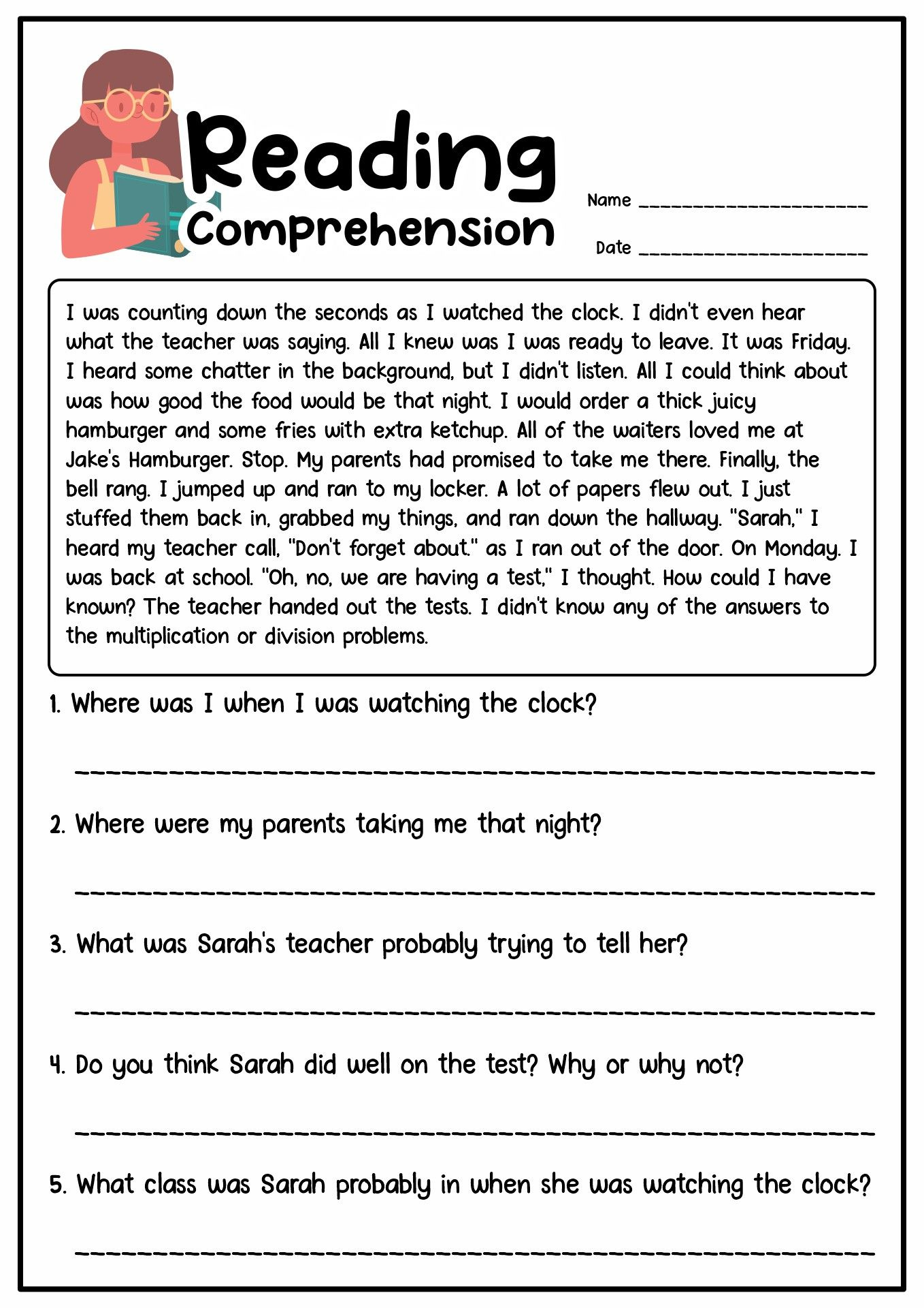 13 Short Story Reading Comprehension Worksheets with Reading Comprehension Worksheet For Short Stories