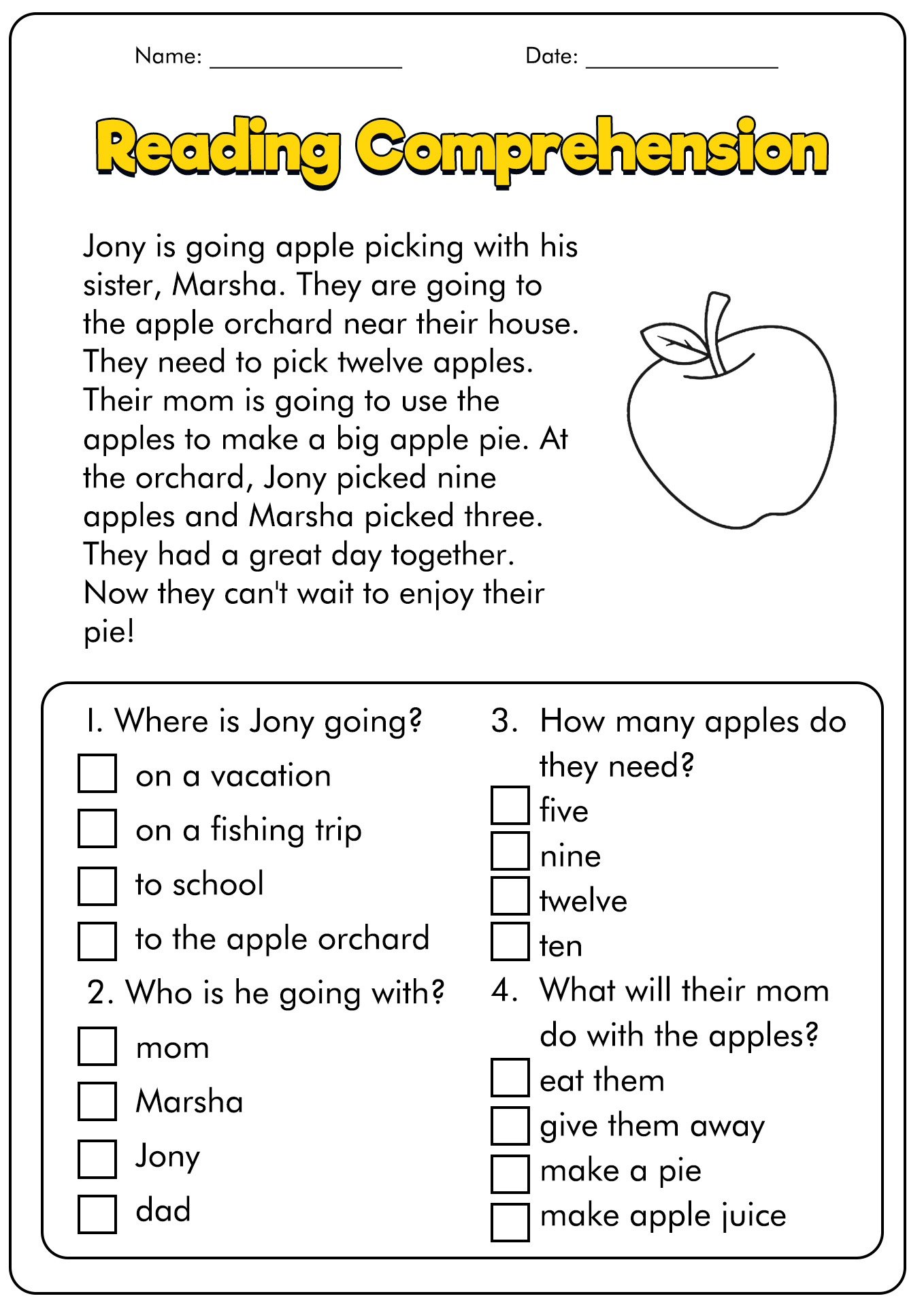15 First Grade Reading Comprehension Worksheets - Free Pdf At intended for Free Printable Reading Comprehension Worksheets For 1St Graders