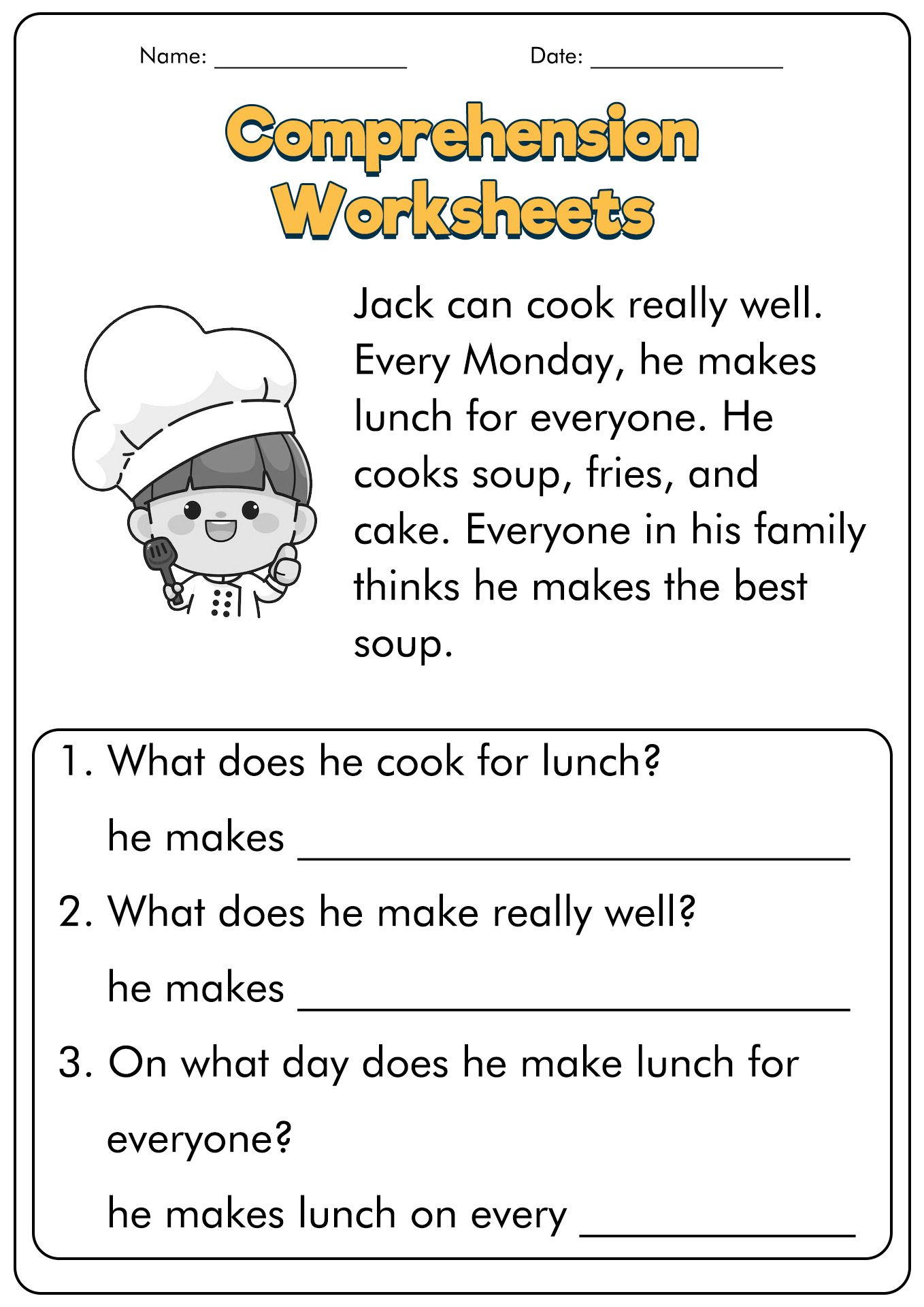 15 First Grade Reading Comprehension Worksheets intended for Reading Comprehension Worksheet For Grade One