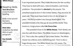 2Nd Grade Reading Packet: President And White House throughout White House Reading Comprehension Worksheet