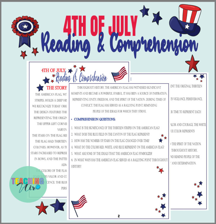 4th of July Reading Comprehension Worksheet