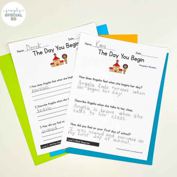 Grade 5 Reading Comprehension Worksheets the Day You Begin