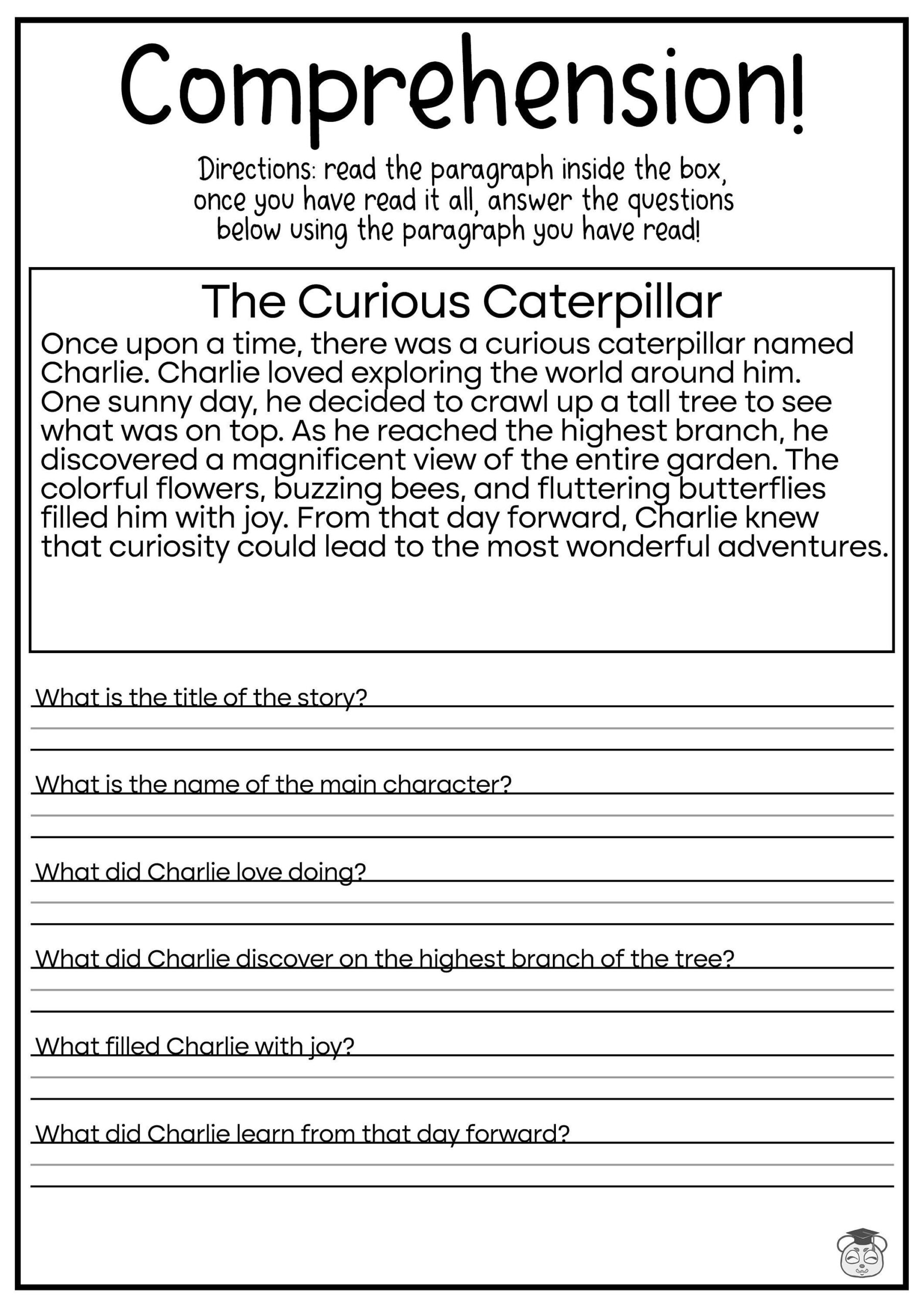 5 Printable Reading Comprehension English Worksheets! (Ages 4 - 7 in Year 5 Comprehension Worksheets
