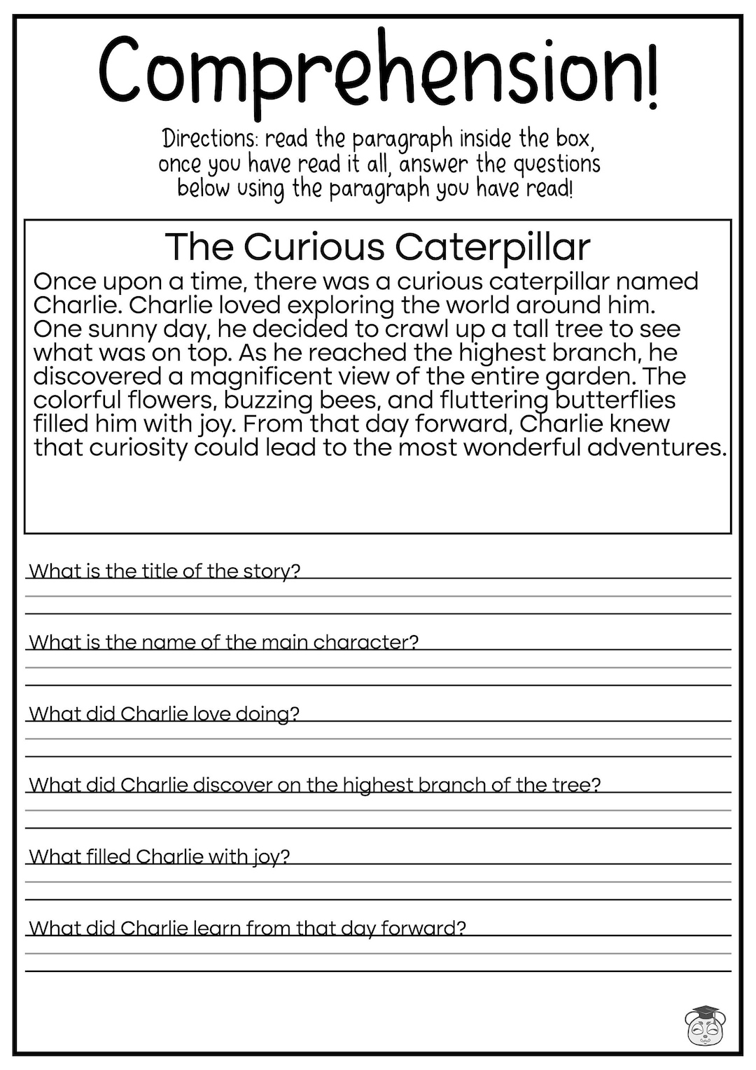 5 Printable Reading Comprehension English Worksheets! (Ages 4 - 7 intended for Reading Comprehension Worksheets Grade 7