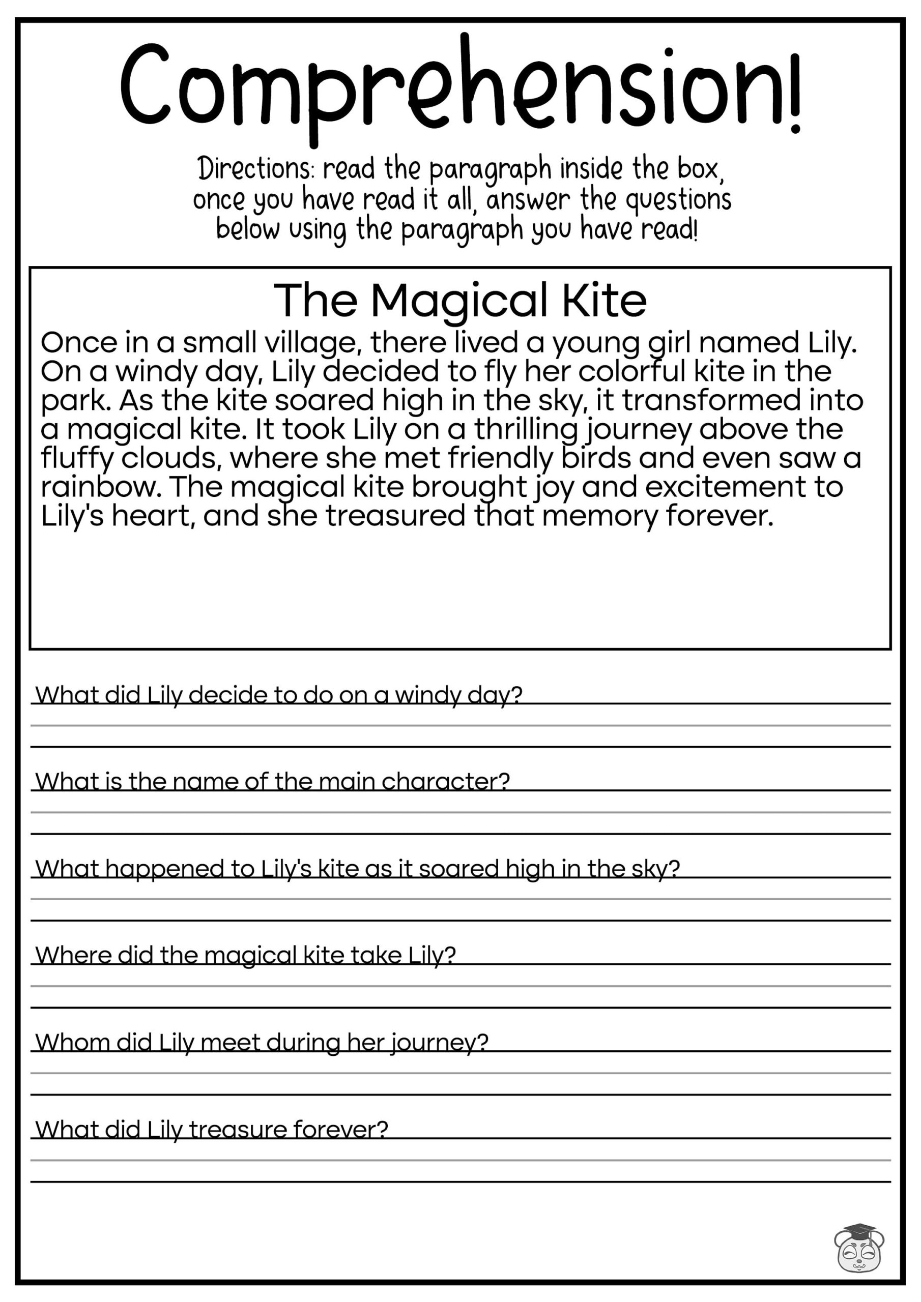 5 Printable Reading Comprehension English Worksheets! (Ages 4 - 7 regarding Reading Comprehension Worksheet 5
