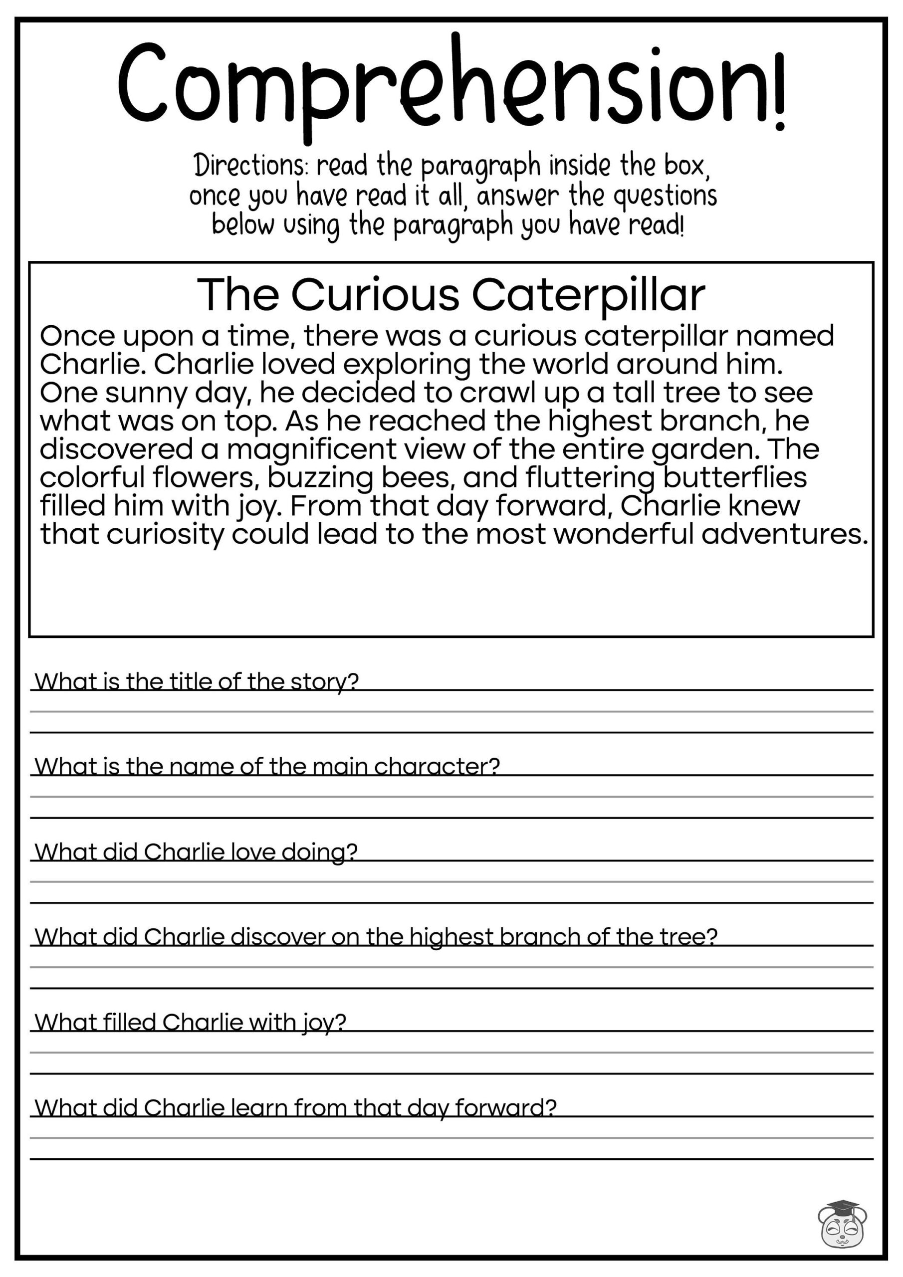5 Printable Reading Comprehension English Worksheets! (Ages 4 - 7 with regard to Year 5 Reading Comprehension Worksheet