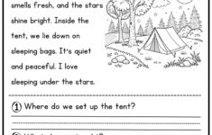 50 Summer Reading Comprehension Passages Kindergarten 1St Grade intended for Camping Reading Comprehension Worksheets With Questions