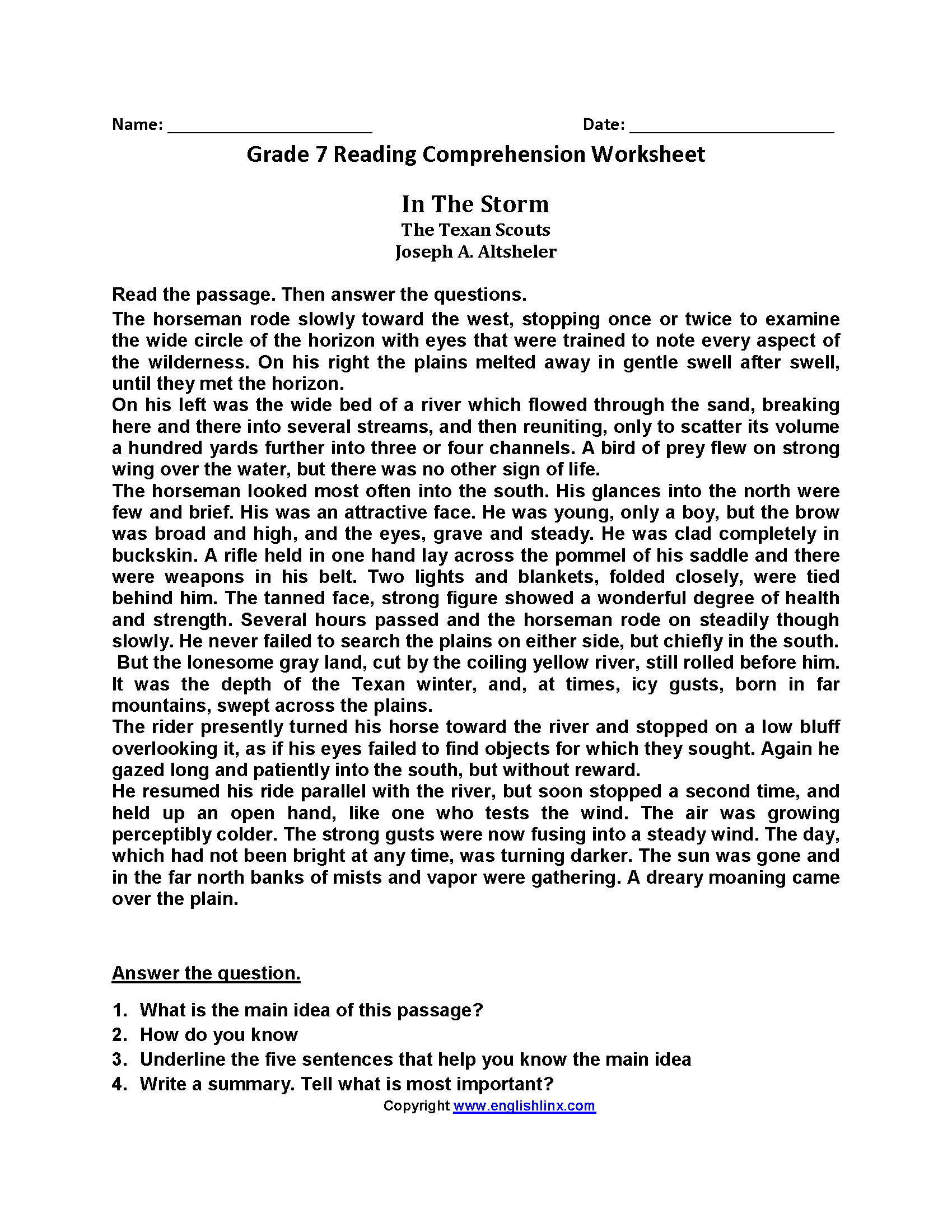 7 Reading Comprehension Ideas | Reading Comprehension in Reading Comprehension Worksheets Grade 7