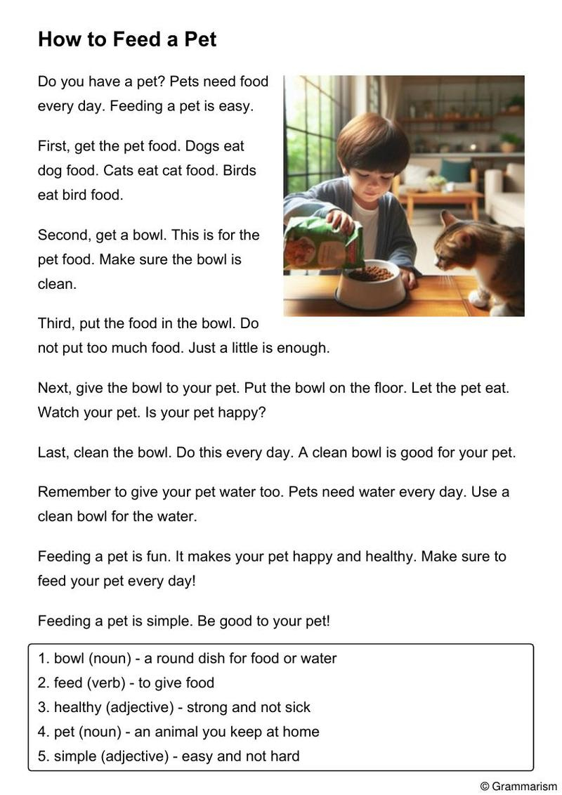 702 Beginner English Reading Comprehension Worksheets - Grammarism pertaining to Reading Comprehension Worksheets For English Language Learners