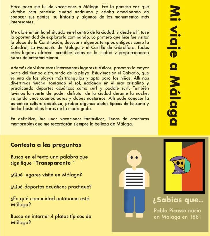 Spanish Reading Comprehension Worksheet