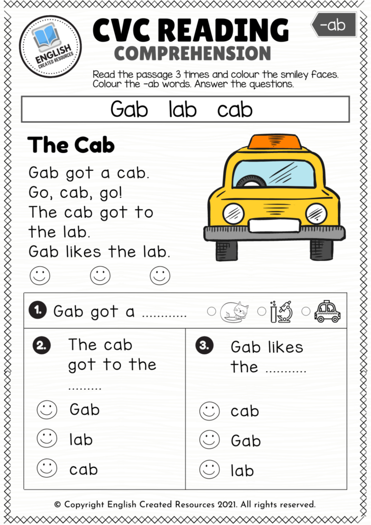 Cvc Reading Comprehension Worksheet