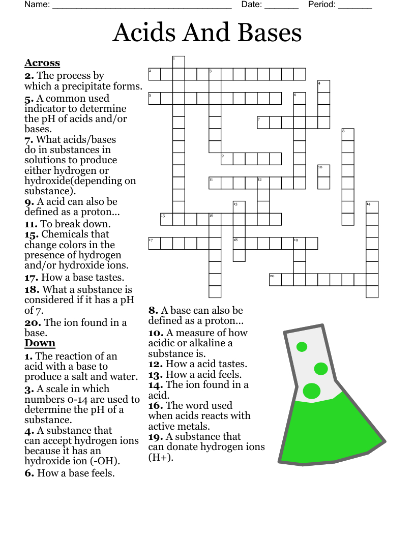 Acids And Bases Crossword - Wordmint pertaining to Acids and Bases Reading Comprehension Worksheets