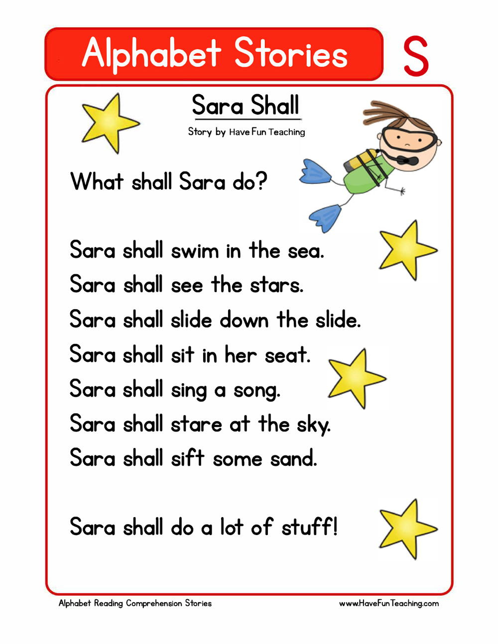 Alphabet Stories Letter S Reading Comprehension Worksheet - Have with regard to Have Fun Reading Comprehension Worksheets