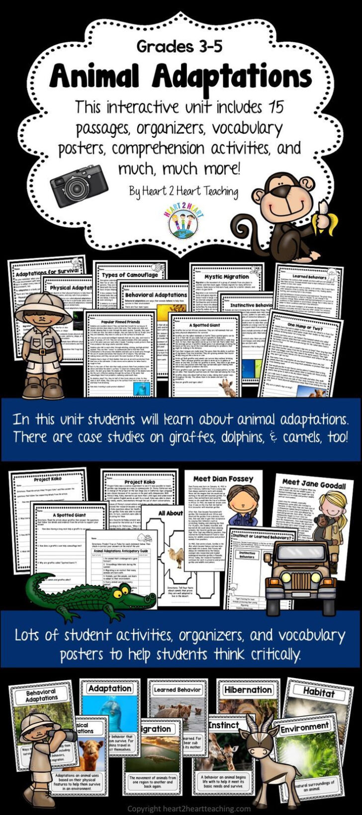 Animal Adaptations Reading Comprehension Worksheets