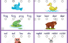 Animals Reading Worksheet Students Read Words Stock Vector inside Animal Reading Worksheets