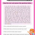 Back To School Reading Comprehension English Worksheet For Class 5 With Reading Comprehension For Class 5 Worksheet