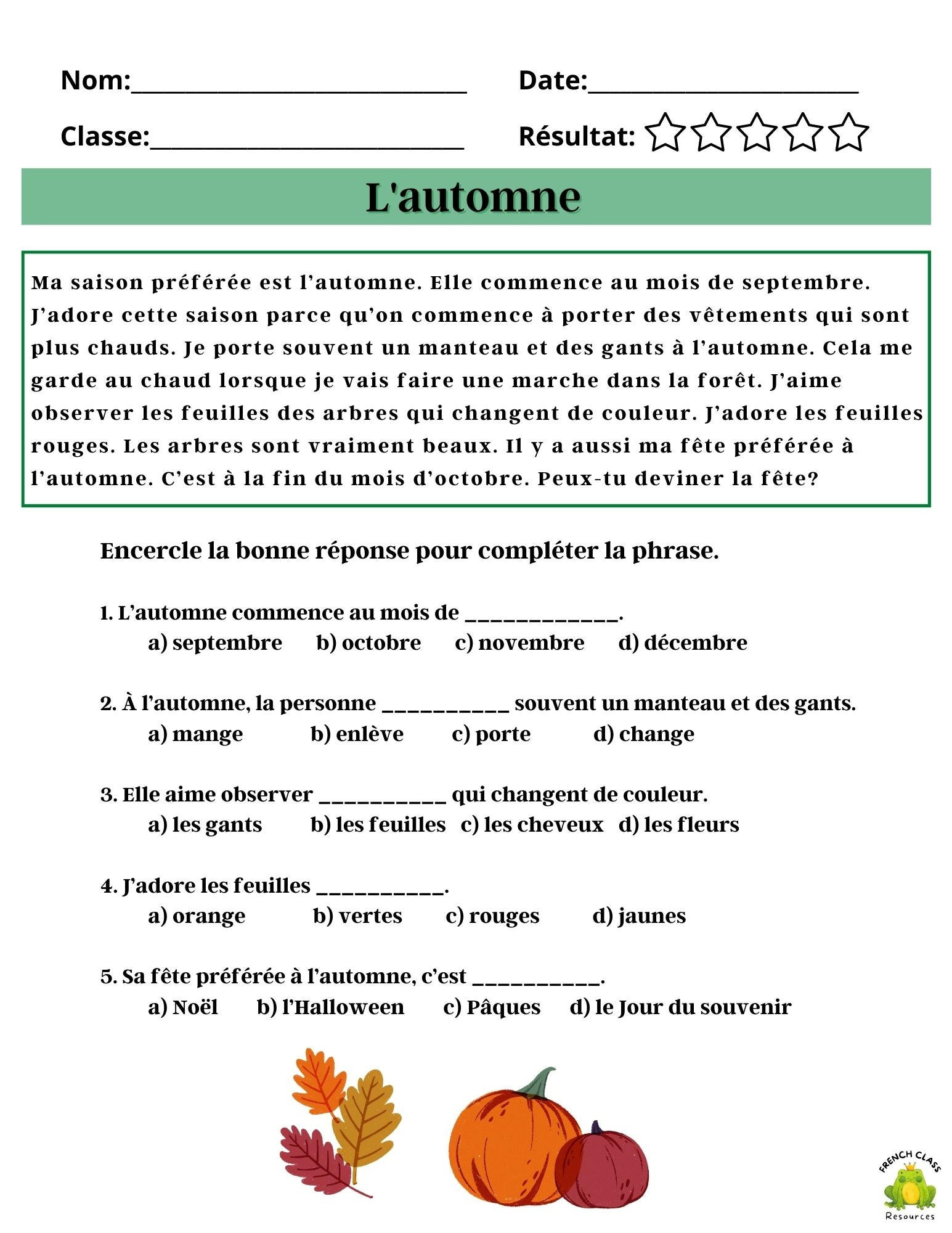 Basic French Reading Comprehension (French Learning, Classroom pertaining to French Reading Comprehension Worksheets