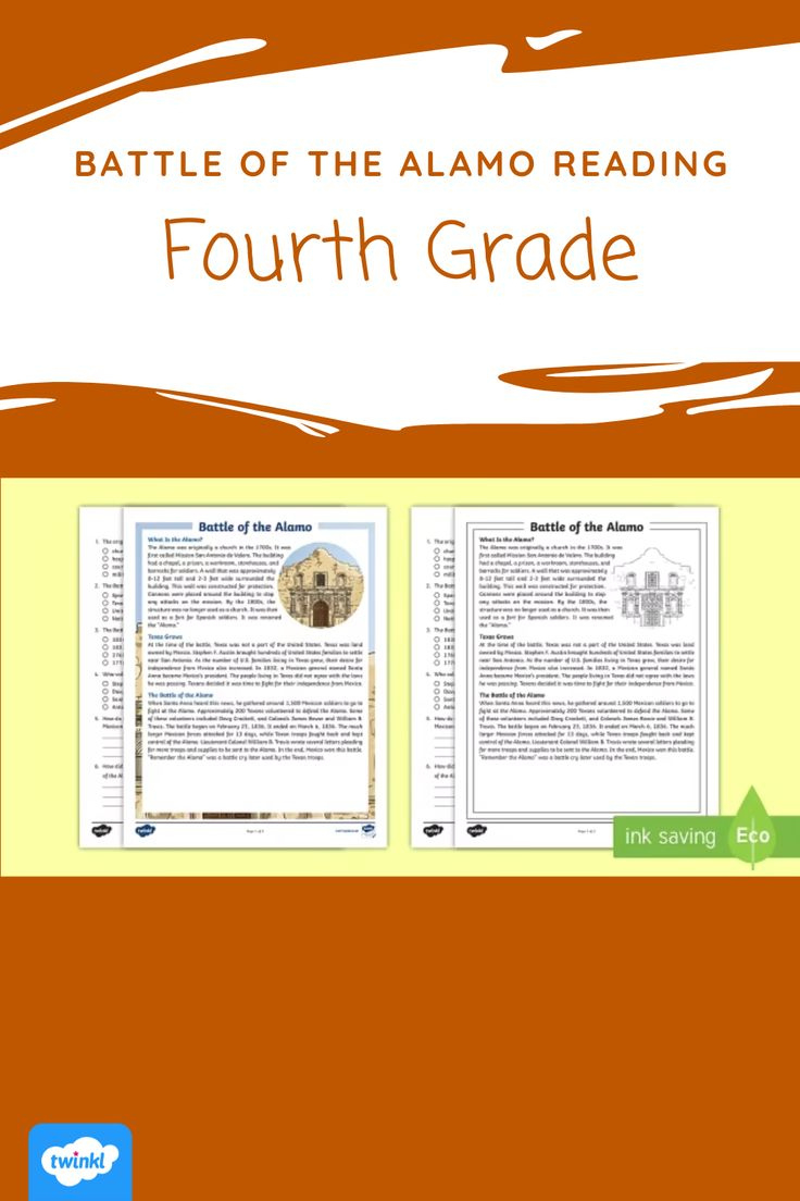 Battle Of The Alamo Reading Comprehension (Fourth Grade) intended for The Alamo Reading Comprehension Worksheet
