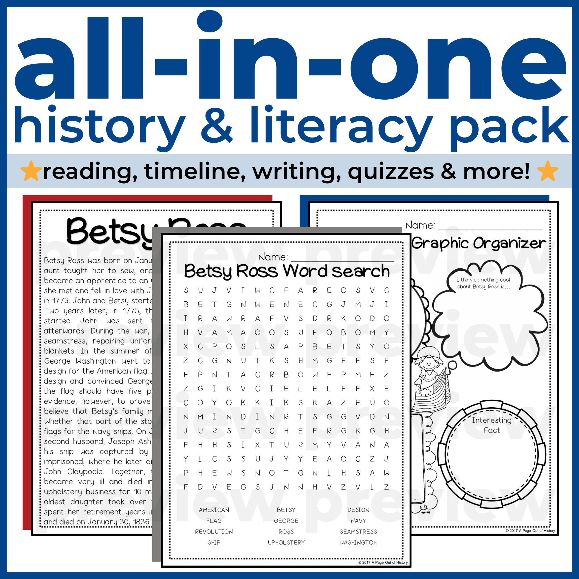 Betsy Ross Nonfiction Biography Unit | Reading, Writing in Betsy Ross Reading Comprehension Worksheet