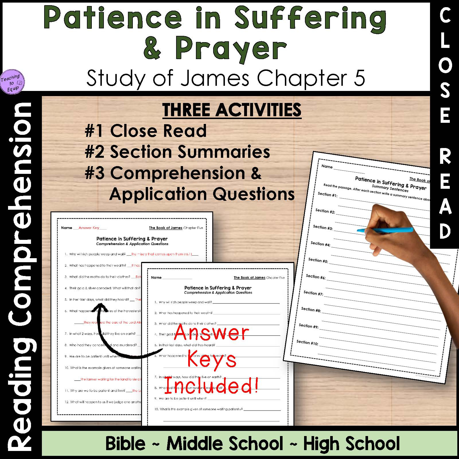 Bible Study On Patience In Suffering &amp;amp; Prayer James Ch. 5 Reading pertaining to Bible Reading Comprehension Worksheets
