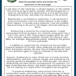 Biodiversity Reading Comprehension | Games4Esl In Biodiversity Reading Comprehension Worksheet Answer Key