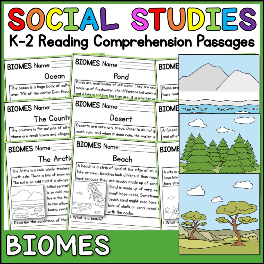 Biomes Social Studies Science Reading Comprehension Passages K-2 regarding Biomes Of The World Reading Comprehension Worksheets