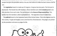 Branches Of Government Reading Packet within Government Reading Comprehension Worksheets