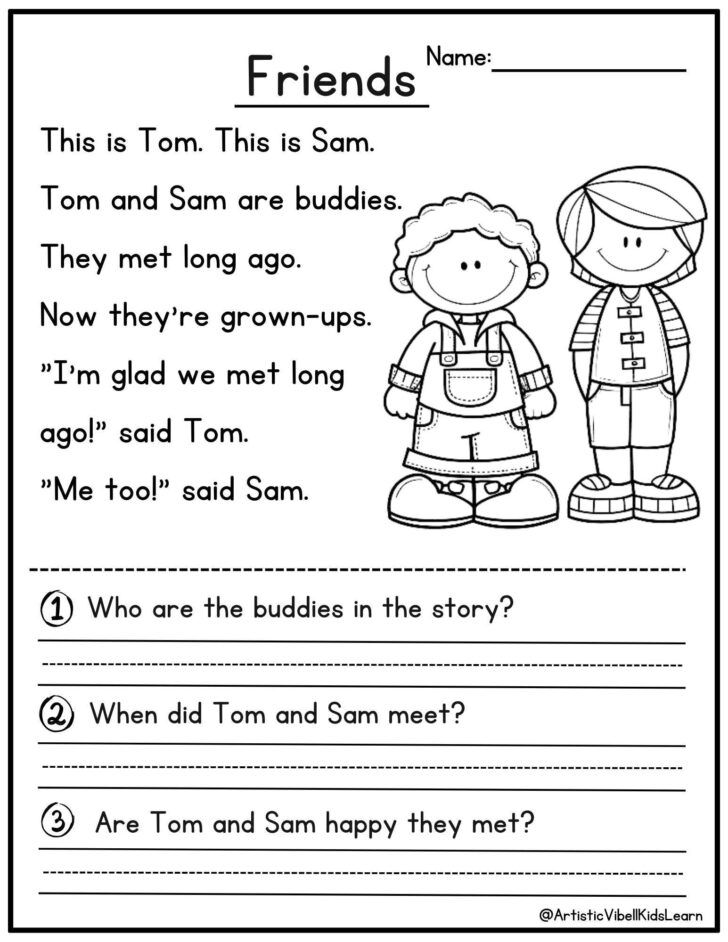 Reading Comprehension Worksheet For Grade 1