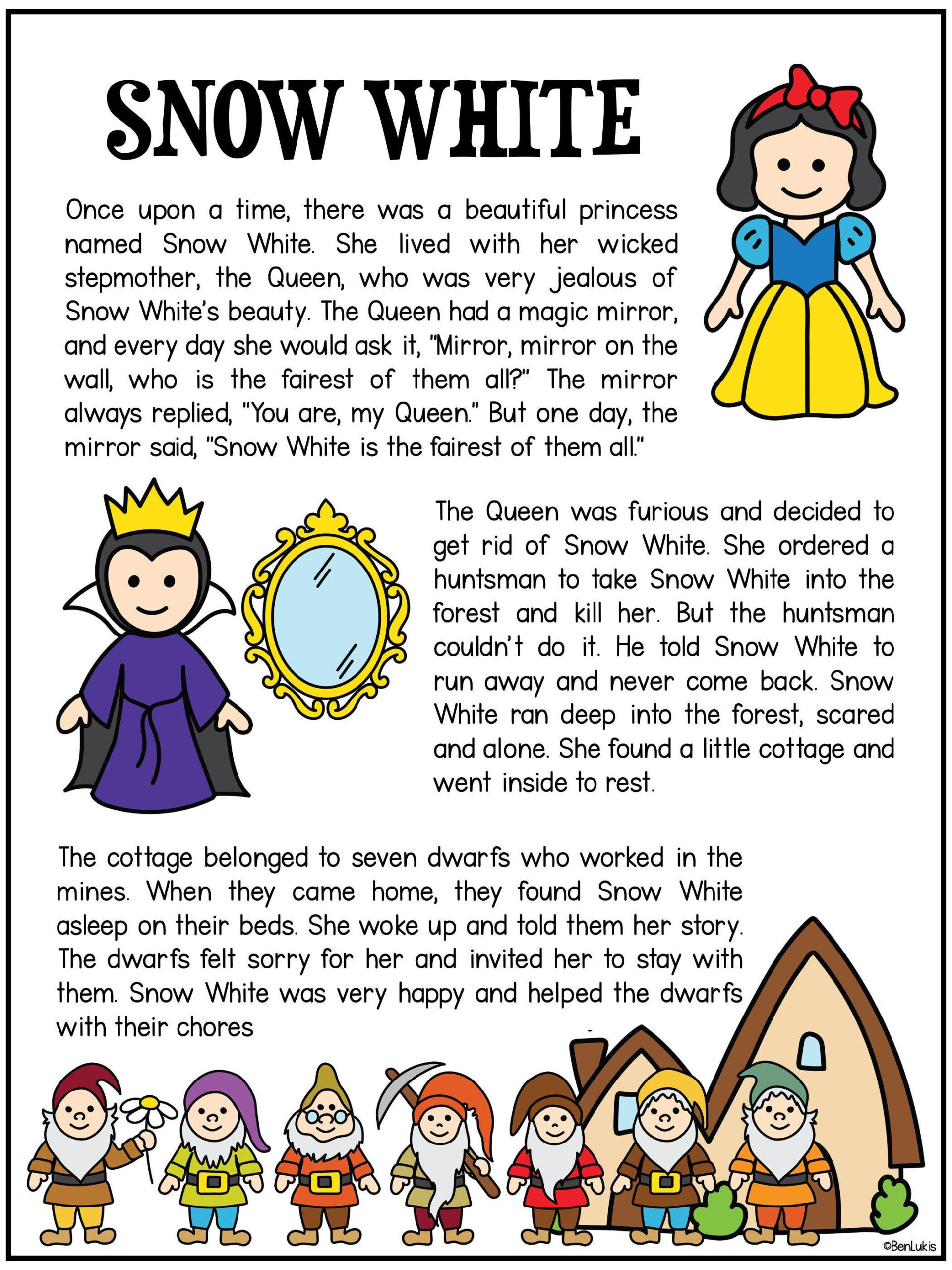 Buy Snow White Reading, Comprehension Worksheets, Printable Word with regard to Snow White Comprehension Worksheets