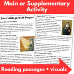 Catholic Saints: Saint Hildegard Von Bingen   Reading Inside Curious Mind Reading Comprehension Worksheets