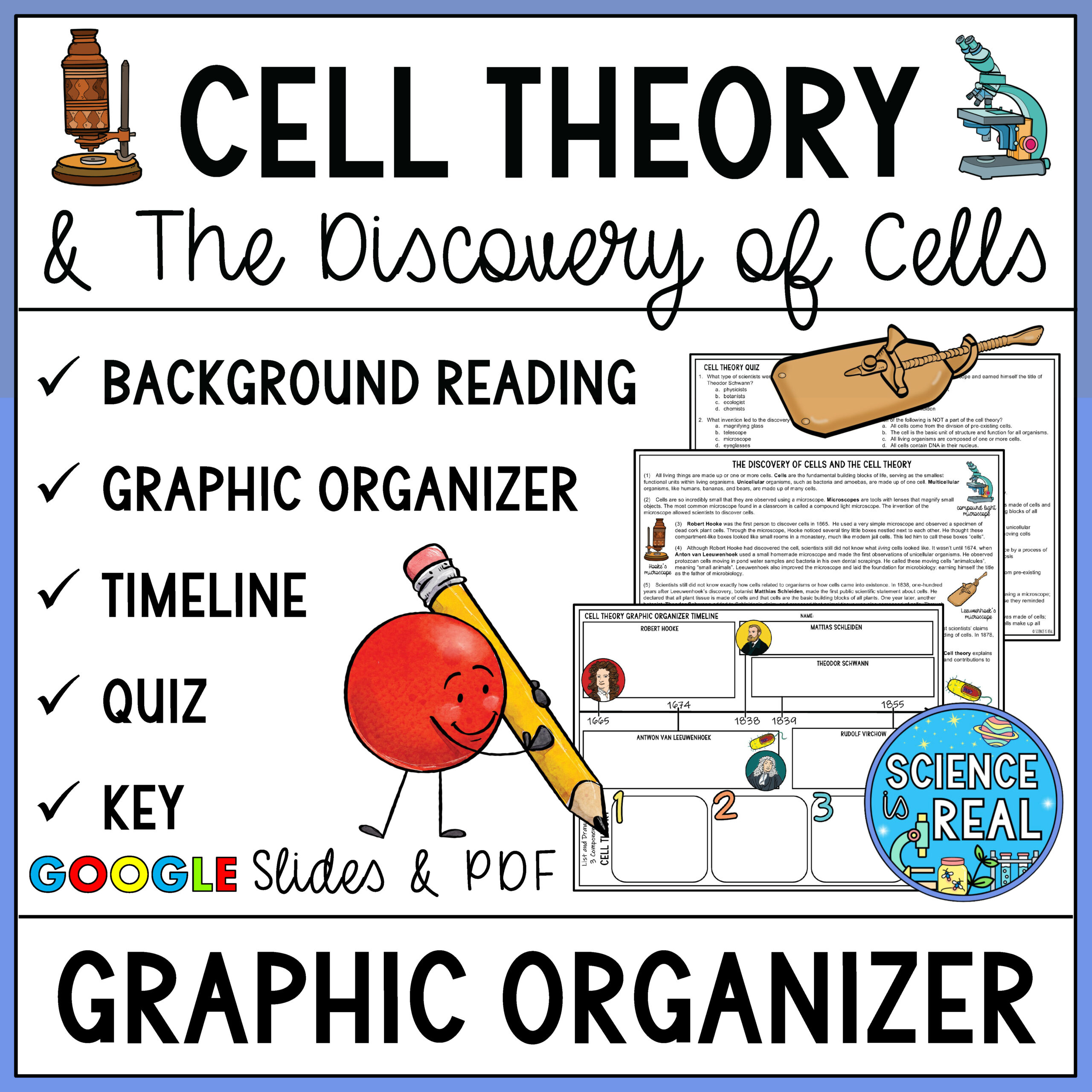 Cell Theory Graphic Organizer With Reading Comprehension And Quiz within Cell Theory Reading Comprehension Worksheet