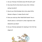 Charlie And The Chocolate Factory Worksheet In Charlie And The Chocolate Factory Comprehension Worksheets