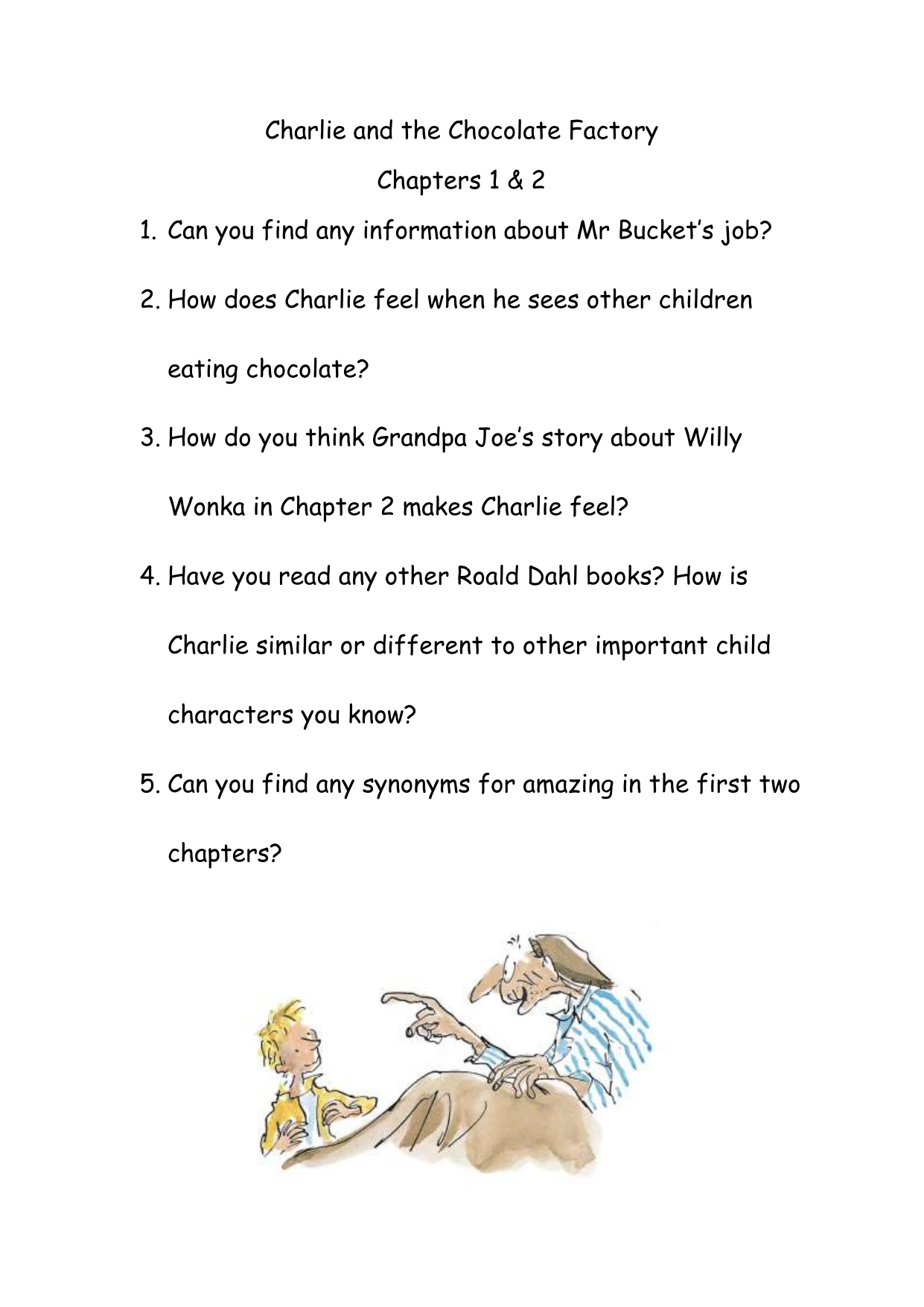 Charlie And The Chocolate Factory Worksheet in Charlie and the Chocolate Factory Comprehension Worksheets