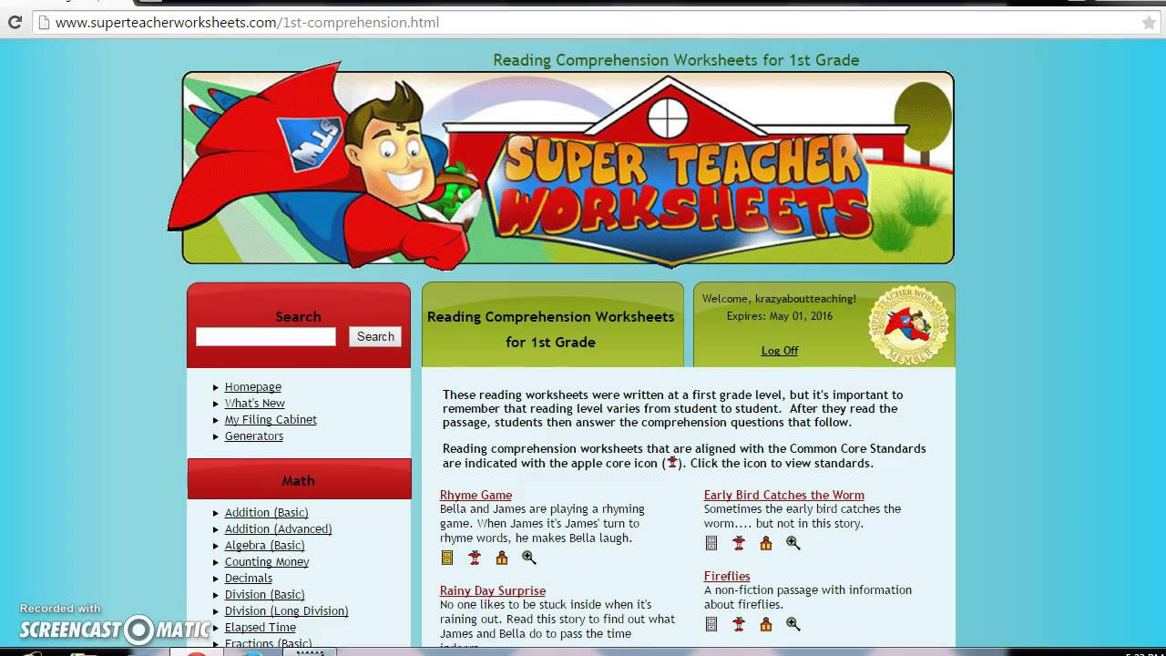 Check Out Super Teacher Worksheets! inside Super Teacher Worksheets Comprehension