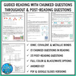 Chemical Bonds Guided Reading Comprehension   Ionic, Covalent Intended For Chemistry Reading Comprehension Worksheets