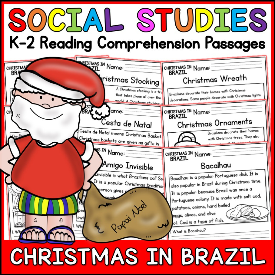 Christmas In Brazil Christmas Around The World Social Studies Unit for Brazil Reading Comprehension Passages Worksheets