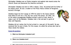 Christopher Columbus Reading For Det…: English Esl Worksheets Pdf intended for Christopher Columbus Reading Comprehension Worksheet