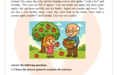 Class 1 Reading Comprehension Worksheet – Apples Story Pdf within Farm Unit Reading Comprehension Passages Worksheets