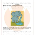 Class 1 Reading Comprehension: Zoo Stories Worksheet Pdf With Zoo Reading Comprehension Worksheet