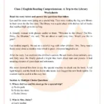 Class 2 Reading Comprehension: Going To The Library Worksheet Within Chapter Book Reading Comprehension Worksheet