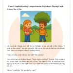 Class 2 Reading Comprehension Worksheet: Playing Catch Story With Regard To Chapter Book Reading Comprehension Worksheet