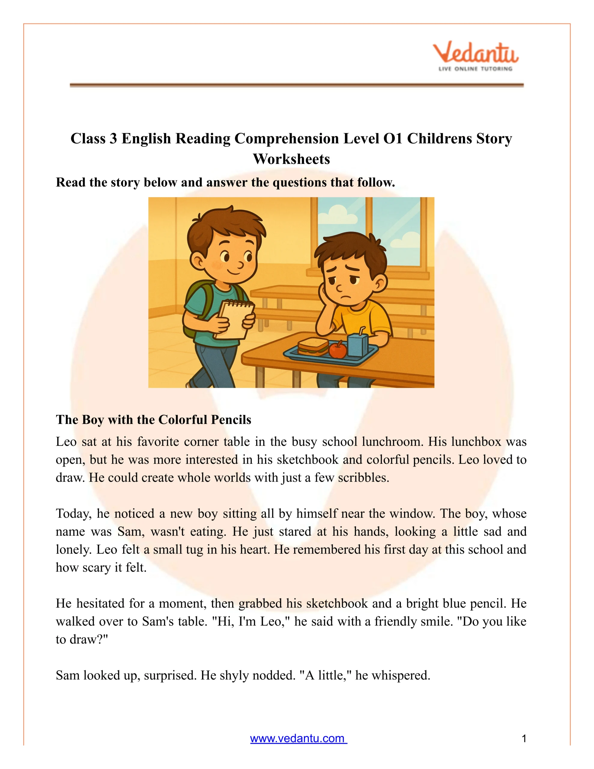 Class 3 Reading Comprehension Worksheet With Story Pdf intended for Reading Comprehension Worksheet For Grade 3 Learners