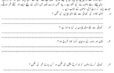 Class 4 Home Work / Worksheets in Urdu Comprehension Grade 4 Worksheets