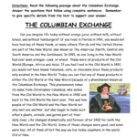 Columbian Exchange: Impact On Old & New Worlds Worksheet In Columbian Exchange Reading Comprehension Worksheets